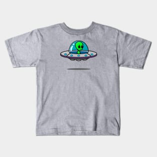 UFO and Alien with Shadow Kids T-Shirt